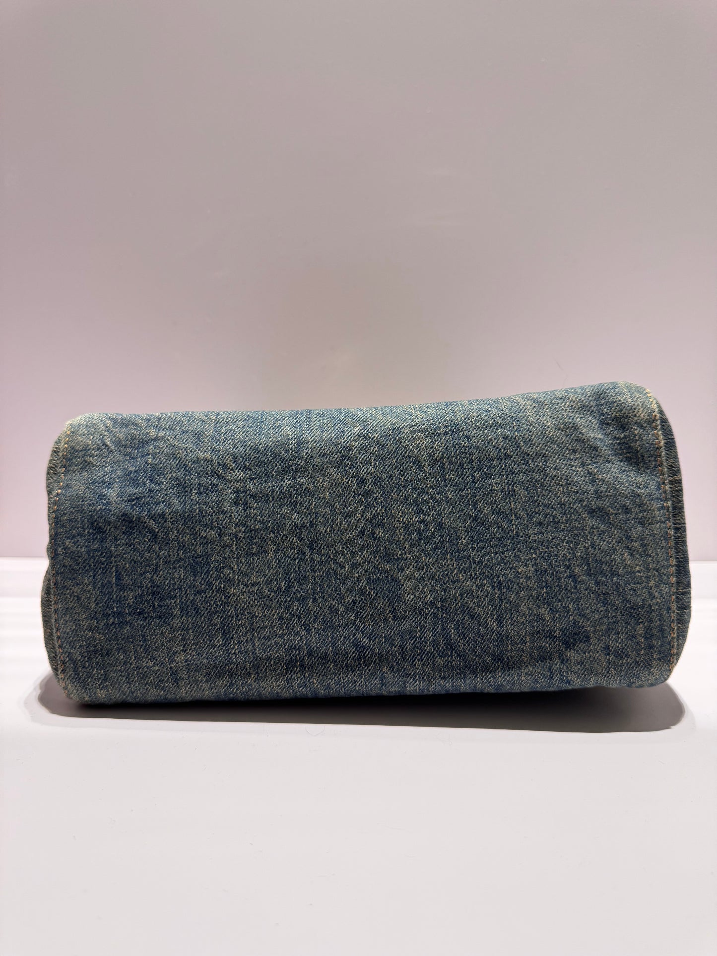 Fendi Denim Snakeskin Boxy Baguette